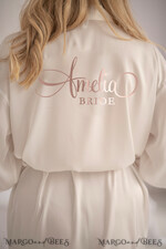 FRISCH VERHEIRATETES PAAR GESCHENKE Brautgeschenke Weißer Satin Hochzeitsrock für die Braut mit roségoldener Aufschrift, Eleganter roségoldener Hochzeitsrock, Braut Hochzeitsgeschenk11