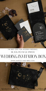 HOCHZEITS EINLADUNGEN Einladungen für VIP/ Boxeinladungen für Eltern Arch Acryl Hochzeitskarten in Samtetui, Schwarze Plexi Glamour Hochzeitskarten Suite Luxusbox, Mond Sterne elegante Samt-Hochzeitskarten16