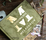 HOCHZEITS-GÄSTEBÜCHER Samtkissen Instax Gästebuch Luxuriöses Olive Blue Instax Samt Hochzeits-Gästebuch Gold, großes Instant Hochzeits-Gästebuch, Toscana Polaroid Samt Gästebuch9