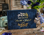 HOCHZEITS-GÄSTEBÜCHER Samtkissen Instax Gästebuch Luxuriöses navyblaues Instax-Velours-Hochzeits-Gästebuch in Gold, großes Instant-Hochzeits-Gästebuch, Polaroid-Velours-Gästebuch7