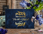 HOCHZEITS-GÄSTEBÜCHER Samtkissen Instax Gästebuch Luxuriöses navyblaues Instax-Velours-Hochzeits-Gästebuch in Gold, großes Instant-Hochzeits-Gästebuch, Polaroid-Velours-Gästebuch7
