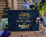 HOCHZEITS-GÄSTEBÜCHER Samtkissen Instax Gästebuch Luxuriöses navyblaues Instax-Velours-Hochzeits-Gästebuch in Gold, großes Instant-Hochzeits-Gästebuch, Polaroid-Velours-Gästebuch7
