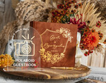 HOCHZEITS-GÄSTEBÜCHER Samtkissen Instax Gästebuch Terrakotta Gold personalisiertes Gästebuch für Hochzeiten und Acryl-Instax-Schild, Samt-Erinnerungsfotobuch und klares Schildset für die Herbsthochzeit, Polaroid-Samt-Gästebuch und Plexi-Instax-Schild-Set.29