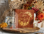 HOCHZEITS-GÄSTEBÜCHER Samtkissen Instax Gästebuch Terrakotta Gold personalisiertes Gästebuch für Hochzeiten und Acryl-Instax-Schild, Samt-Erinnerungsfotobuch und klares Schildset für die Herbsthochzeit, Polaroid-Samt-Gästebuch und Plexi-Instax-Schild-Set.29