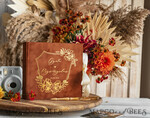 HOCHZEITS-GÄSTEBÜCHER Samtkissen Instax Gästebuch Terrakotta Gold personalisiertes Gästebuch für Hochzeiten und Acryl-Instax-Schild, Samt-Erinnerungsfotobuch und klares Schildset für die Herbsthochzeit, Polaroid-Samt-Gästebuch und Plexi-Instax-Schild-Set.29
