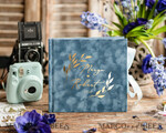 HOCHZEITS-GÄSTEBÜCHER Samtkissen Instax Gästebuch Staubblaues Boho Instax Samt Hochzeits-Gästebuch Gold, Eisblaues Sofort-Hochzeits-Gästebuch, Polaroid Samt-Gästebuch hellblau Golden Hochzeit10