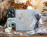 HOCHZEITS-GÄSTEBÜCHER Samtkissen Instax Gästebuch Hellgraues Boho Instax Samt Hochzeits-Gästebuch Gold, Graues Hochzeits-Gästebuch, Polaroid Samt Gästebuch Rost Golden Hochzeit6