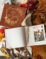 HOCHZEITS-GÄSTEBÜCHER Samtkissen Instax Gästebuch Terrakotta Gold Personalisierte Hochzeits-Gästebuch, Samt Erinnerungsfoto Herbsthochzeit, Luxuriöses Hochzeits-Gästebuch, Polaroid Samt Gästebuch17