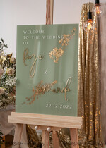 TISCHPLÄNE UND WILLKOMMENSCHILDER FÜR HOCHZEITEN Plexi Gold / Samt Acryl Salbeigrün & Gold Hochzeits-Willkommensschild, bemaltes Acryl- & Gold-Hochzeits-Willkommensschild, Grünpflanzen Gold Plexi Hochzeits-Willkommensschild, Luxushochzeits-Willkommensschild, Toskana Hochzeitsbeschilderung Golden Spiegel Hochzeits-Willkommensschild.17