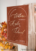 TISCHPLÄNE UND WILLKOMMENSCHILDER FÜR HOCHZEITEN Plexi Gold / Samt Herbsthochzeit Willkommensschild, luxuriöses Samtrosthochzeit Willkommensschild, goldene Hochzeitsdekoration, personalisiertes Rosthochzeitsschild, Hochzeitsempfangset, Herbst Willkommenshochzeitsboard30