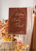 TISCHPLÄNE UND WILLKOMMENSCHILDER FÜR HOCHZEITEN Plexi Gold / Samt Herbsthochzeit Willkommensschild, luxuriöses Samtrosthochzeit Willkommensschild, goldene Hochzeitsdekoration, personalisiertes Rosthochzeitsschild, Hochzeitsempfangset, Herbst Willkommenshochzeitsboard30