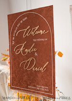 TISCHPLÄNE UND WILLKOMMENSCHILDER FÜR HOCHZEITEN Plexi Gold / Samt Herbsthochzeit Willkommensschild, luxuriöses Samtrosthochzeit Willkommensschild, goldene Hochzeitsdekoration, personalisiertes Rosthochzeitsschild, Hochzeitsempfangset, Herbst Willkommenshochzeitsboard30