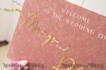 TISCHPLÄNE UND WILLKOMMENSCHILDER FÜR HOCHZEITEN Plexi Gold / Samt Luxuriöses Samt Blush-Pink Hochzeits-Willkommensschild, goldene Hochzeitsdekoration, personalisiertes Hochzeitszeichen, Hochzeitsgeschenk, Willkommens-Hochzeitsboard BpPXSet15