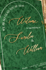 TISCHPLÄNE UND WILLKOMMENSCHILDER FÜR HOCHZEITEN Plexi Gold / Samt Luxus Samt Grünes Hochzeits-Willkommensschild, Goldene Hochzeitsdekoration, Personalisierte Hochzeitsbeschilderung, Hochzeitsgeschenk, Willkommenshochzeitsboard, GV9