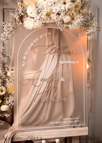 TISCHPLÄNE UND WILLKOMMENSCHILDER FÜR HOCHZEITEN Plexi Gold / Samt Bogen gefroren und goldene Acryl-Hochzeit Willkommen-Schild, Plexiglas goldene Hochzeitsdekoration, personalisiertes Hochzeitsschild, modernes Boho Empfangshochzeitsbrett26