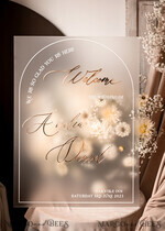 TISCHPLÄNE UND WILLKOMMENSCHILDER FÜR HOCHZEITEN Plexi Gold / Samt Bogen gefroren und goldene Acryl-Hochzeit Willkommen-Schild, Plexiglas goldene Hochzeitsdekoration, personalisiertes Hochzeitsschild, modernes Boho Empfangshochzeitsbrett26