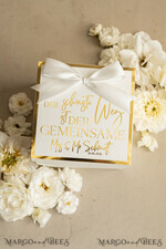 FRISCH VERHEIRATETES PAAR GESCHENKE Geldgeschenk zur Hochzeit Personalisierte Hochzeits-Geschenkbox mit Geldtasche und goldenen Weingläsern11