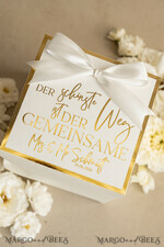 FRISCH VERHEIRATETES PAAR GESCHENKE Geldgeschenk zur Hochzeit Personalisierte Hochzeits-Geschenkbox mit Geldtasche und goldenen Weingläsern11
