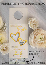 FRISCH VERHEIRATETES PAAR GESCHENKE Geldgeschenk zur Hochzeit Personalisierte Hochzeits-Geschenkbox mit Geldtasche & goldenen Weingläsern1