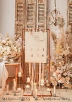TISCHDEKORATIONSCHILDER   Samt Tischnummern und Dekoration Acrylbogen Tischnummer & Dinner-Menü-Kombination, gefrorenes Elfenbein-Acryl-Gold-Schild, goldene gefrostete Plexi-Velours-Tischnummern & Menü-Kombination, luxuriöse Hochzeits-Tischdekoration, Hochzeitsbeschilderung goldene Spiegeltischnummern & Menü24