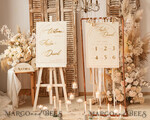 TISCHDEKORATIONSCHILDER   Samt Tischnummern und Dekoration Acrylbogen Tischnummer & Dinner-Menü-Kombination, gefrorenes Elfenbein-Acryl-Gold-Schild, goldene gefrostete Plexi-Velours-Tischnummern & Menü-Kombination, luxuriöse Hochzeits-Tischdekoration, Hochzeitsbeschilderung goldene Spiegeltischnummern & Menü24