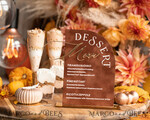 TISCHDEKORATIONSCHILDER   Samt Tischnummern und Dekoration Terrakotta Samt Bogen Dessertmenü, Rostgold Candy-Schild, Goldplexi Tischbogen Kuchenbar Menü, Luxuriöse Hochzeits-Tischdekoration, Hochzeitsbeschilderung Golden Burnt Orange39