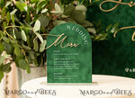 TISCHDEKORATIONSCHILDER   Samt Tischnummern und Dekoration Acryl- und Samt-Buffet-Menü, goldener Plexi-Hochzeitsmenü-Schild mit Ständer, grünes Plexi-Tisch-Dinner-Menü, luxuriöse lila Hochzeits-Tischdekoration.7