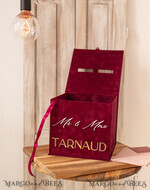 KARTONBOXEN  
 Samtkartenboxen Burgunder Karte Box & Acryl-Schild, Bordeaux Hochzeitskartenbox mit Deckel, Marsala Hochzeitskasse, Hochzeitskartenbox mit Schlitz, Karten & Geschenkbogen-Acrylschild-Set27