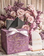 KARTONBOXEN  
 Samtkartenboxen Mauve Samt Geschenkkartenbox & Karten Geschenke Schild Set, Samt Klassische Hochzeitswunschbrunnen Geldgeschenkkartenbox, Personalisierte Goldbox, MvS22