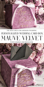 KARTONBOXEN  
 Samtkartenboxen Mauve Samt Geschenkkartenbox & Karten Geschenke Schild Set, Samt Klassische Hochzeitswunschbrunnen Geldgeschenkkartenbox, Personalisierte Goldbox, MvS22