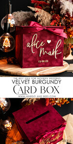 KARTONBOXEN  
 Samtkartenboxen Burgunder Karte Box, Kastanienbraune Hochzeitskartenbox mit Deckel, Marsala Hochzeitsgeldbox, Hochzeitskartenbox mit Schlitz13