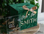 KARTONBOXEN  
 Samtkartenboxen Geschenkkartenbox & Schilderset, Samtgrüne Hochzeitswunschbrunnen-Geschenkkartenbox, personalisierte Hochzeitskartenbox, luxuriöse Kartenbox mit Grünpflanzen, Hochzeitskartenbox mit Deckel, smaragdgrüne Hochzeitsgeldbox, Gartenhochzeitskartenbox.11