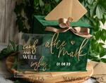 KARTONBOXEN  
 Samtkartenboxen Geschenkkartenbox & Schildset, Samtgrüne Hochzeitswunschbrunnen-Geschenkkartenbox, personalisierte Hochzeitskartenbox, luxuriöse Kartenbox mit Grünpflanzen, Hochzeitskartenbox mit Deckel, smaragdgrüne Hochzeitsgeldbox, Gartenhochzeitskartenbox.19