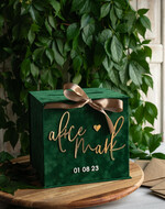 KARTONBOXEN  
 Samtkartenboxen Geschenkkartenbox & Schildset, Samtgrüne Hochzeitswunschbrunnen-Geschenkkartenbox, personalisierte Hochzeitskartenbox, luxuriöse Kartenbox mit Grünpflanzen, Hochzeitskartenbox mit Deckel, smaragdgrüne Hochzeitsgeldbox, Gartenhochzeitskartenbox.19