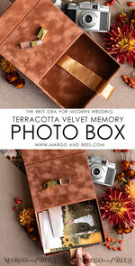 FOTOALBUM/ FOTOBOX Velvet Foto Box Fotografen Box Terrakotta Samt Fotobox Fotografenbox Hochzeitsgedächtnisbox, verbranntes Orange maßgeschneiderte Erinnerungsbox, Rost Fotograf Geschenke für Kunden, Hochzeitsbilder Verpackung, maßgeschneiderte Fotografie Kupferbox16