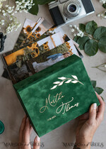FOTOALBUM/ FOTOBOX Velvet Foto Box Fotografen Box Smaragdgrüne Samt-Fotobox Fotografenbox Hochzeitsgedächtnisbox, Grüner benutzerdefinierter Erinnerungsbox, Gartenfotografen-Geschenke für Kunden, Hochzeitsbilderverpackung, Benutzerdefinierte Fotografiebox.16