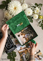 FOTOALBUM/ FOTOBOX Velvet Foto Box Fotografen Box Smaragdgrüne Samt-Fotobox Fotograf Hochzeit Erinnerungsbox, Grün Custom Andenkenbox, Garten Fotograf Geschenke für Kunden, Hochzeitsbilder Verpackung, Individuelle Fotografiebox22