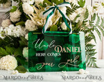 BLUMENMÄDCHEN / SEITENJUNGE SCHILDER Acrylschilder für Blumenmädchen / Ringträger Personalisierte Acryl-Hochzeits-Tafeln für den Page, grünes Gold Acryl-Page-Schild, smaragdgrünes Acryl-Mädchen-Schild, Blumenmädchen-Hochzeitstag-Schild.10