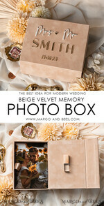 FOTOALBUM/ FOTOBOX Memory Bundle FotoBox Gustbücher Gelübde Beige Samt Bundle Hochzeitsgeschenkset - Gästebuch & Schild, Seine und Ihre Hochzeitsgelübde, Fotobox für Bilder30
