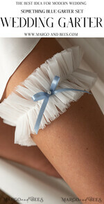 BRAUT Bolero, Kleider, Strumpfband STRUMPFBAND FÜR DIE BRAUT Hochzeitsstrumpfband-Set in Box, etwas Blaues Strumpfband-Set, Strumpfband mit etwas Blauem, etwas Blaues für die Braut, elfenbeinfarbenes Strumpfband-Set, Geschenk für die Braut, Tüll mit Perlen Strumpfband-Set.6