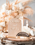 TISCHDEKORATIONSCHILDER   Gästebuch & Karten Geschenke Schilder Goldene Acryl Geschenke & Karten Schilder mit Ständer, Beige Samt und goldenes Gästebuch Schild, Goldene Plexi Geschenke & Karten Schilder, Luxuriöse Hochzeits Gästebuch Dekor Centerpieces7