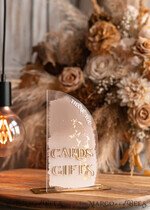 TISCHDEKORATIONSCHILDER   Gästebuch & Karten Geschenke Schilder Transparente Acrylkarten & Geschenke-Schild, Halb-Bogen Beige Ombre Acryl und Gold-Schild, Nude Gold Plexi-Schild, Taupe Luxus Hochzeits Tischdekoration, Hochzeitsschild Goldener Spiegel Karten-Schild mit Ständer18
