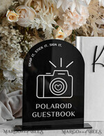 TISCHDEKORATIONSCHILDER   Gästebuch & Karten Geschenke Schilder Glänzend schwarzes Acrylschild Unser Gästebuch Schild, Bogen Instax Gästebuch Schild, Schwarzes Plexi Fotobuch Schild Unser Gästebuch, Hochzeitsbeschilderung Polaroid Gästebuch Schild mit Ständer5