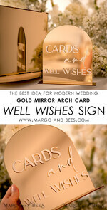 TISCHDEKORATIONSCHILDER   Gästebuch & Karten Geschenke Schilder Acrylbogenkarten und Wünsche-Schild, goldenes Acrylschild, Gold-Plexi-Schild, luxuriöse Hochzeits-Tischdeko, personalisierte Hochzeitsbeschilderung goldene Spiegelkarten-Schild10