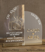 TISCHDEKORATIONSCHILDER   Gästebuch & Karten Geschenke Schilder Acrylbogen Oh Snap & Karten und Geschenke Schild Kombi, Klarer goldener Spiegel Hochzeits-Hashtag und Dankes-Schild im Bulk, Gold Plexi Kartenbox-Schild und Tag Us In That Set, Hochzeits-Tischdekor Beschilderung.13