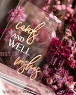 TISCHDEKORATIONSCHILDER   Gästebuch & Karten Geschenke Schilder Acrylkarten und Glückwünsche-Schild, klare Acryl- und goldene Signatur, goldenes Plexi-Kartenbox-Schild, luxuriöse Hochzeits-Tischdekoration, Hochzeitssignage goldene Spiegelkarten-Schild6
