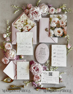 HOCHZEITS EINLADUNGEN geprägte Einladungen Rosa Blumenhochzeitskarten – Kunstvolle Einladungen mit geprägten Details, Blumenumschlag-Innenfutter5