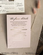 HOCHZEITS EINLADUNGEN geprägte Einladungen Feine Kunst Prägung Blinde Blush Pink Gold Hochzeitseinladung, Goldene geprägte Rosen Blumen Hochzeitseinladung, Boho Ecru geprägte Einladungssuite, Goldfolien Hochzeitseinladungssuite, Hochzeitseinladungen gold.19