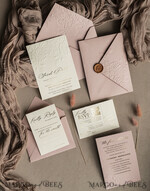 HOCHZEITS EINLADUNGEN geprägte Einladungen Feine Kunst Prägung Blinde Blush Pink Gold Hochzeitseinladung, Goldene geprägte Rosen Blumen Hochzeitseinladung, Boho Ecru geprägte Einladungssuite, Goldfolien Hochzeitseinladungssuite, Hochzeitseinladungen gold.19
