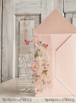 HOCHZEITS EINLADUNGEN Plexiglas Acrylspiegel Blush Pink Klarsicht-Echte Blumen Hochzeitskarten, Elegante Garten Pampasgras Hochzeitskarten, Samt transparente Hochzeitsanfragen, Hochzeits Einladungssuite18